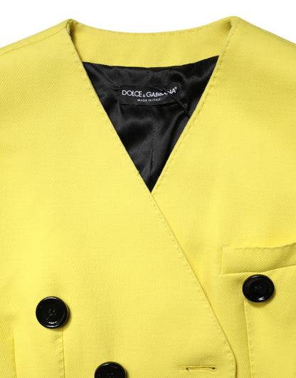 Dolce &amp; Gabbana Yellow Double Breasted Trench Coat Jacket