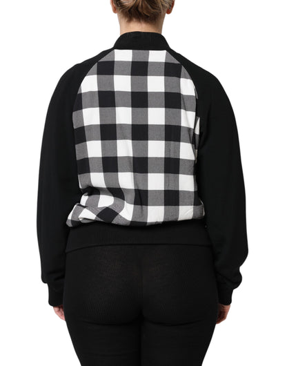 Dolce &amp; Gabbana Black White Check Floral Button Down Jacket