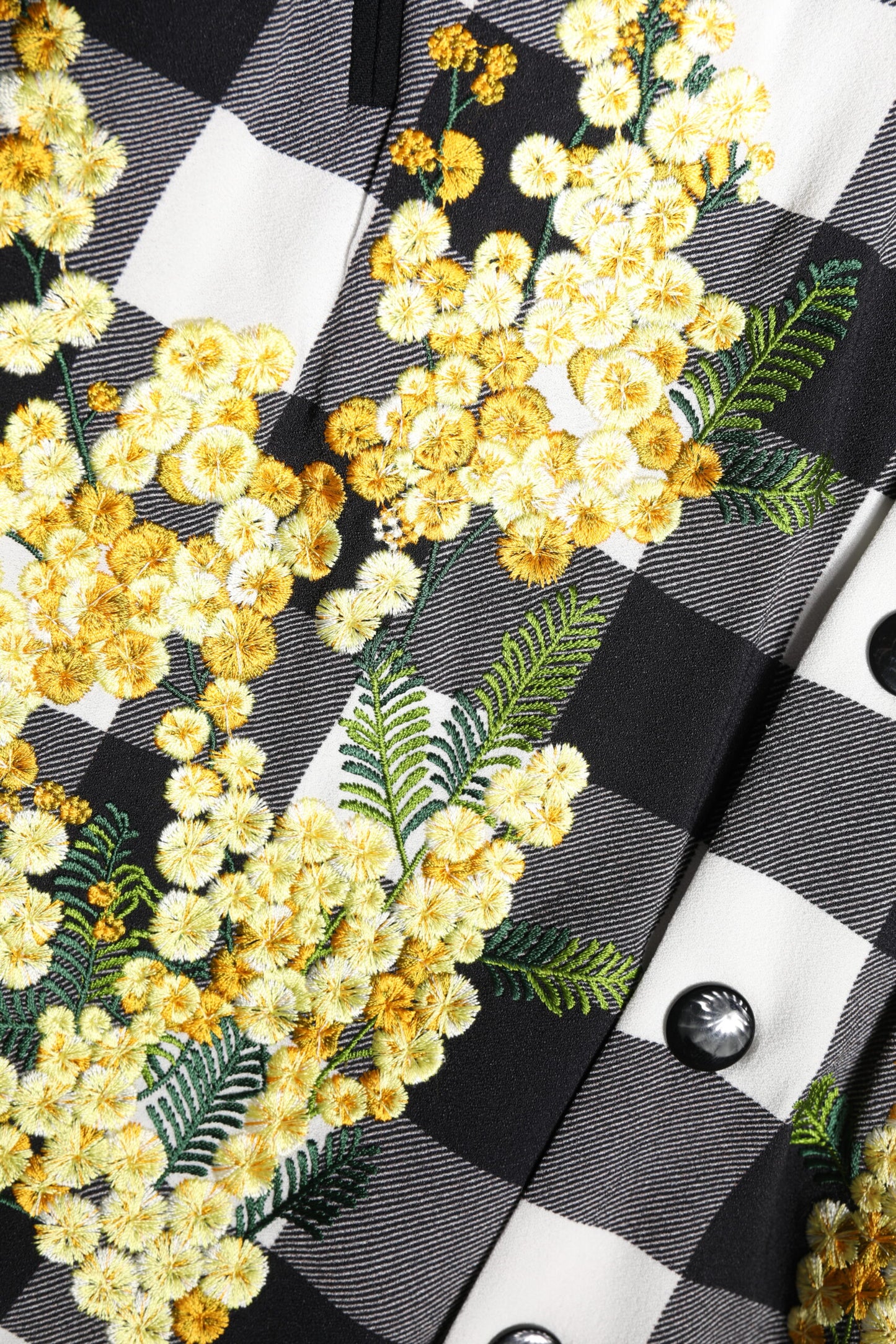 Dolce &amp; Gabbana Black White Check Floral Button Down Jacket