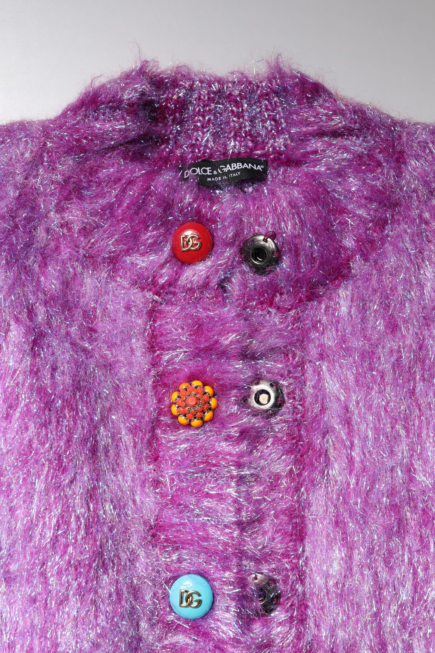 Dolce &amp; Gabbana Purple Button Embellished Trench Coat Jacket
