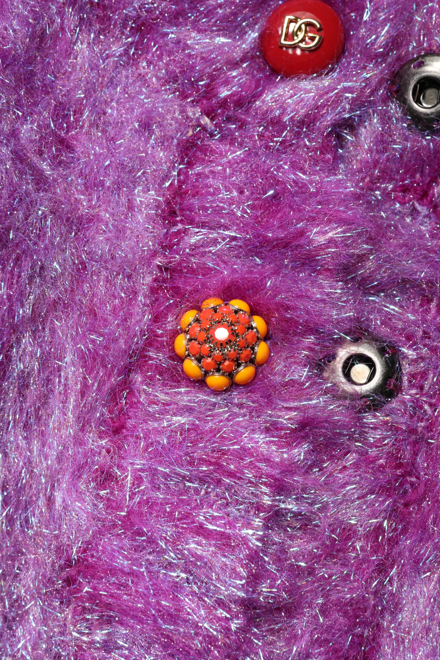 Dolce &amp; Gabbana Purple Button Embellished Trench Coat Jacket