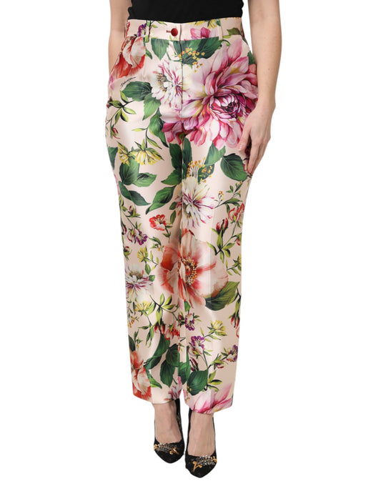 Dolce & Gabbana Multicolor Floral High Waist Straight Pants by Dolce & Gabbana