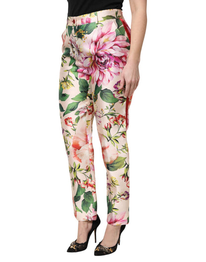 Dolce & Gabbana Multicolor Floral High Waist Straight Pants by Dolce & Gabbana