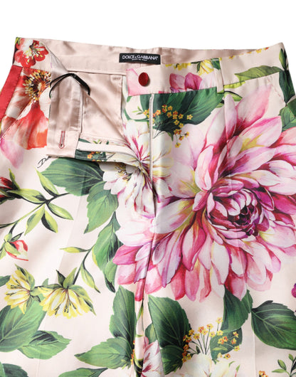 Dolce & Gabbana Multicolor Floral High Waist Straight Pants by Dolce & Gabbana