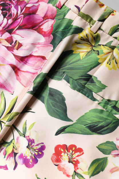 Dolce & Gabbana Multicolor Floral High Waist Straight Pants by Dolce & Gabbana