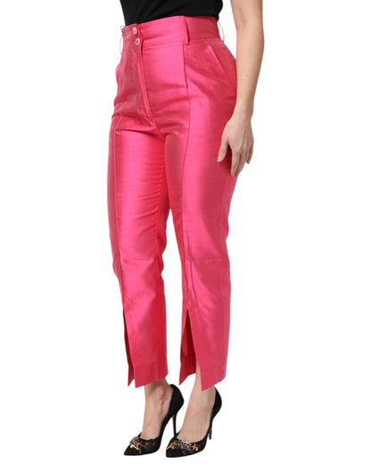 Dolce & Gabbana Pink Silk High Waist Tapered Pants by Dolce & Gabbana