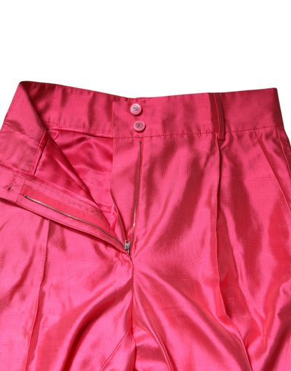 Dolce & Gabbana Pink Silk High Waist Tapered Pants by Dolce & Gabbana