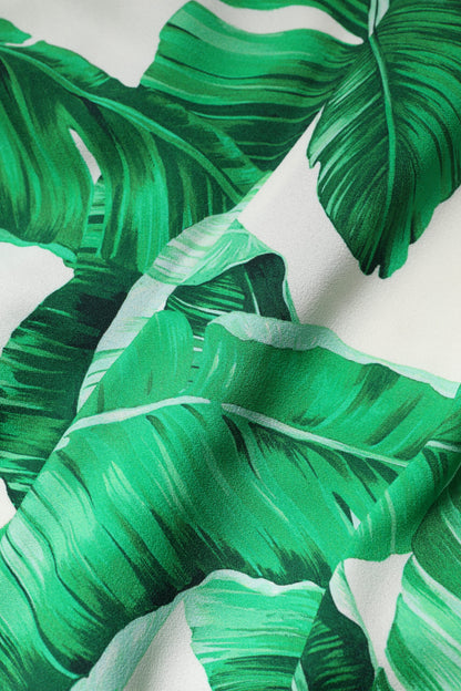 Dolce & Gabbana White Green Leaf High Waist Pants by Dolce & Gabbana