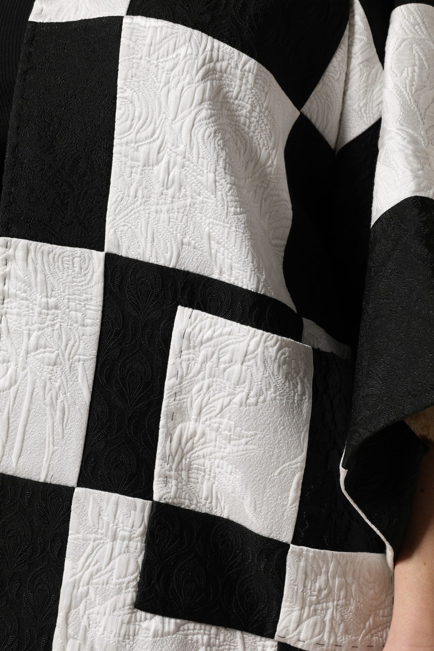 Dolce &amp; Gabbana White Black Patchwork Jacquard Blazer Jacket