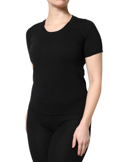 Dolce &amp; Gabbana Black Cotton Round Neck Short Sleeve T-shirt