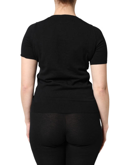 Dolce &amp; Gabbana Black Cotton Round Neck Short Sleeve T-shirt