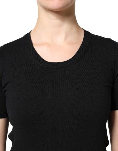 Dolce &amp; Gabbana Black Cotton Round Neck Short Sleeve T-shirt