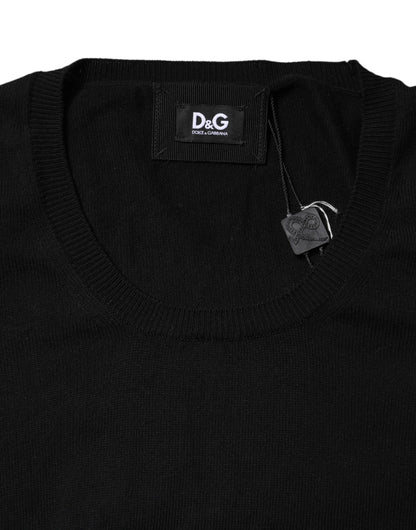 Dolce &amp; Gabbana Black Cotton Round Neck Short Sleeve T-shirt