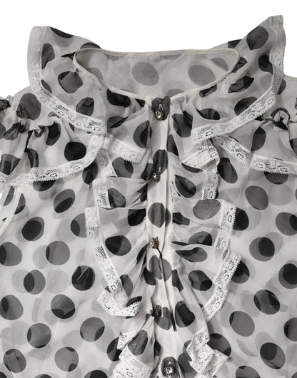 Dolce & Gabbana White Black Polka Dot Cotton Sleeveless Top by Dolce & Gabbana