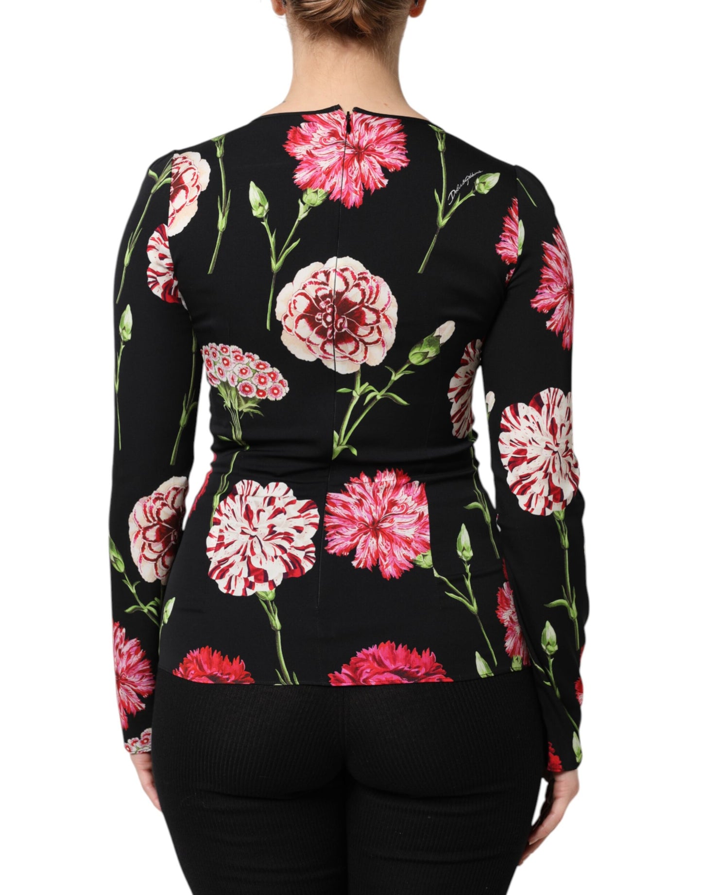 Dolce & Gabbana Black Floral Long Sleeve Women Blouse Top by Dolce & Gabbana