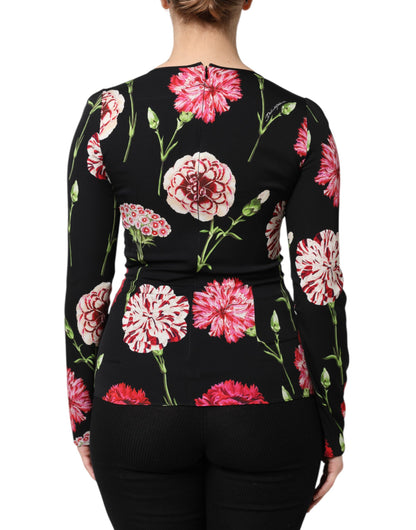 Dolce & Gabbana Black Floral Long Sleeve Women Blouse Top by Dolce & Gabbana