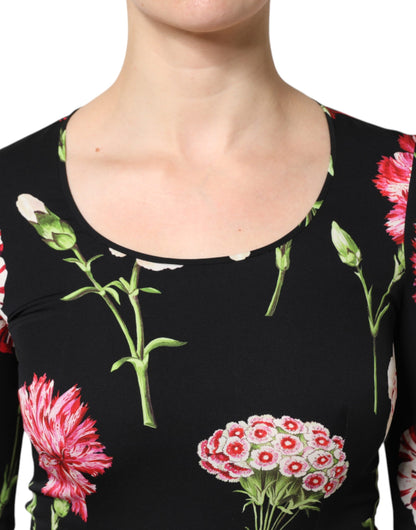 Dolce & Gabbana Black Floral Long Sleeve Women Blouse Top by Dolce & Gabbana