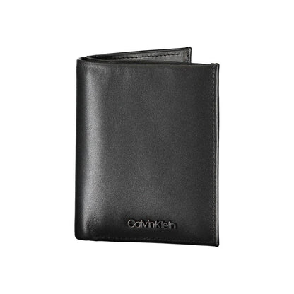 Portefeuille RFID élégant en cuir noir Calvin Klein