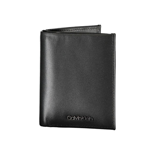 Portefeuille RFID élégant en cuir noir Calvin Klein