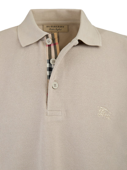Polo à col en coton Burberry Pale Stone