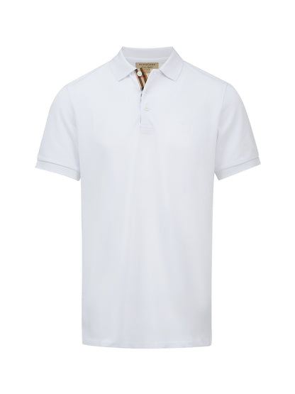 Polo à col en coton blanc Burberry