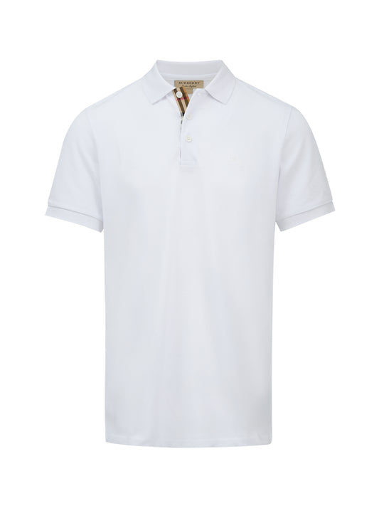 Polo à col en coton blanc Burberry
