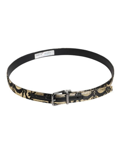 Ceinture Dolce &amp; Gabbana en cuir jacquard multicolore avec boucle en métal