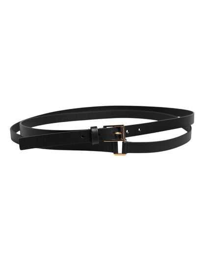 Ceinture classique noire à boucle logo en métal doré Dolce &amp; Gabbana