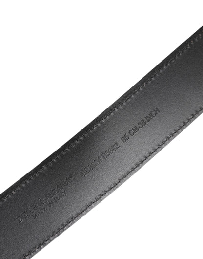 Ceinture classique noire à boucle logo en métal argenté Dolce &amp; Gabbana