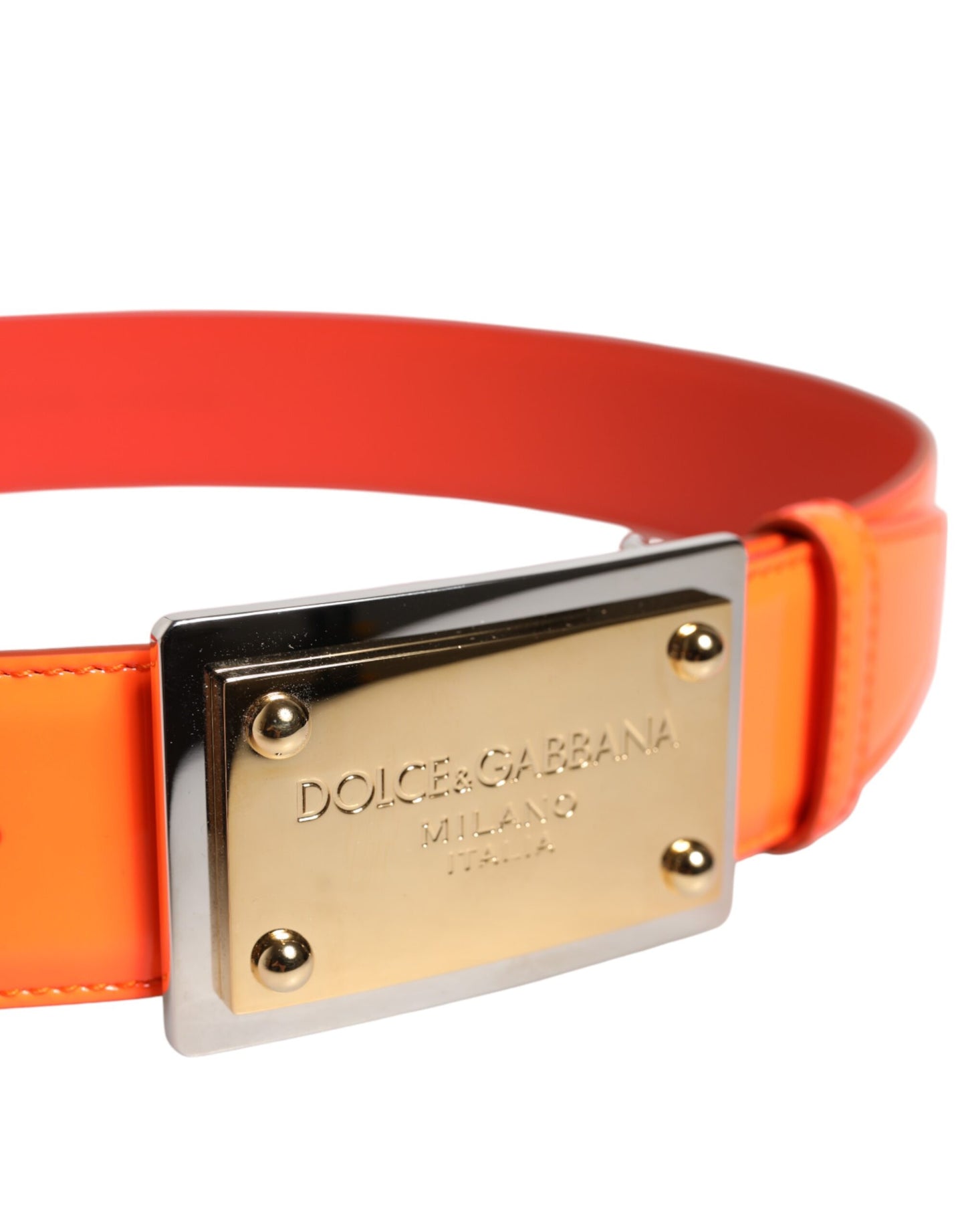 Ceinture à boucle logo en métal doré orange Dolce &amp; Gabbana