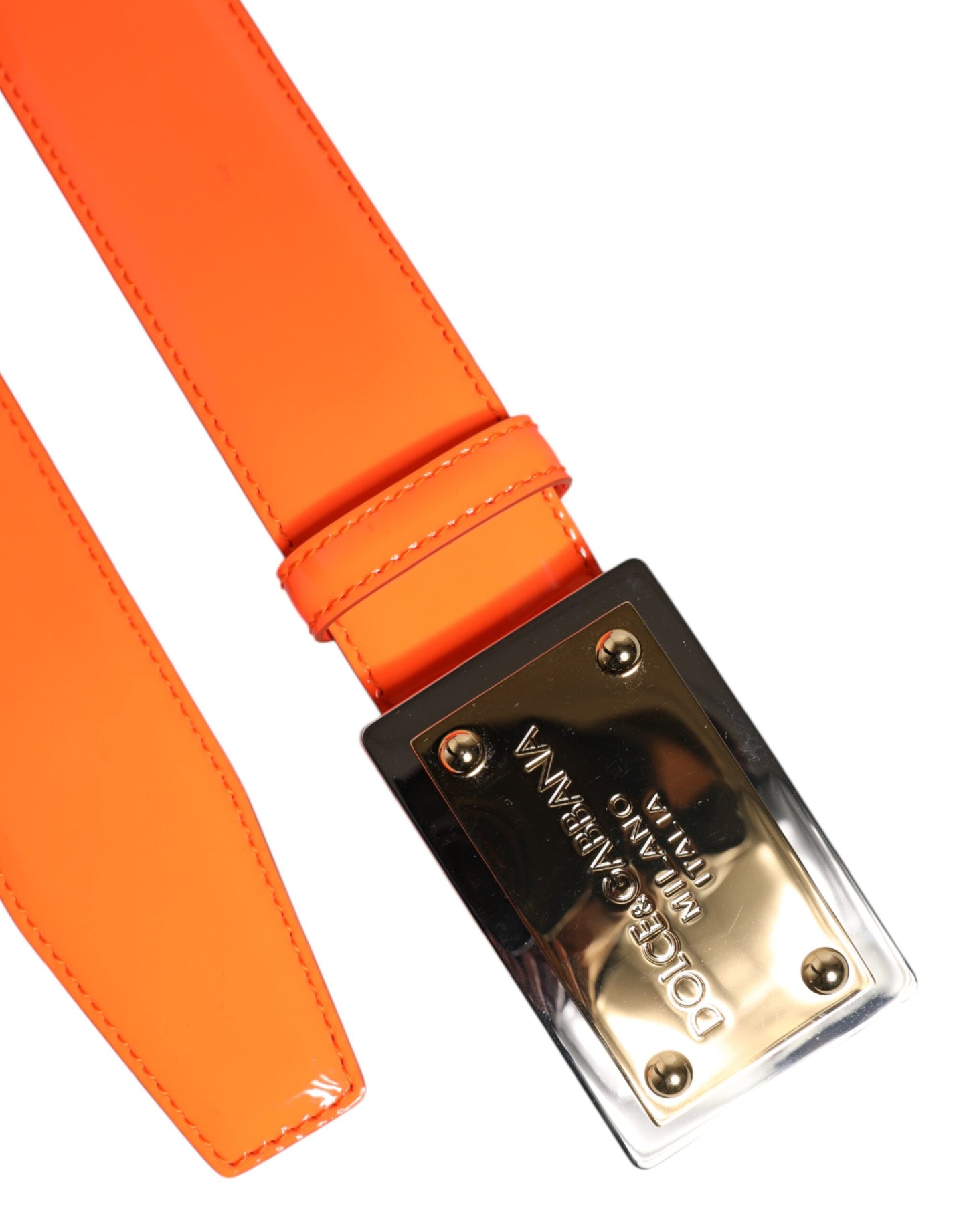 Ceinture à boucle logo en métal doré orange Dolce &amp; Gabbana