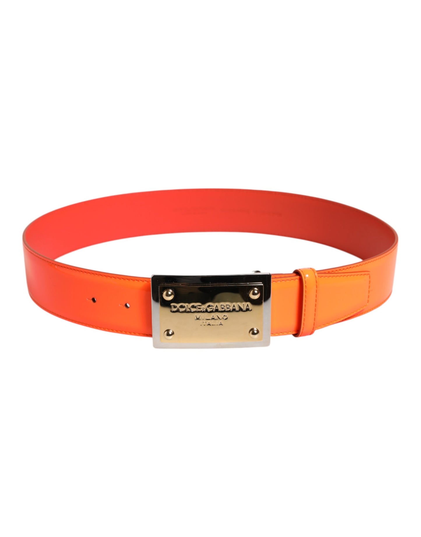 Ceinture à boucle logo en métal doré orange Dolce &amp; Gabbana
