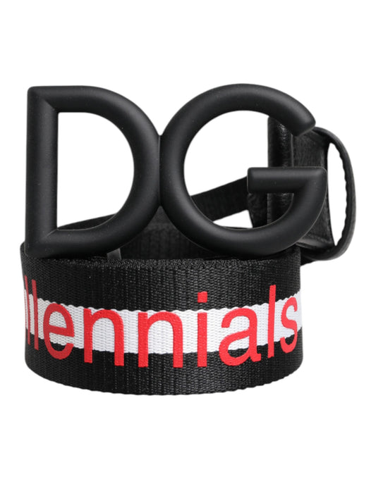 Ceinture Dolce &amp; Gabbana en polyester noir avec logo imprimé DG