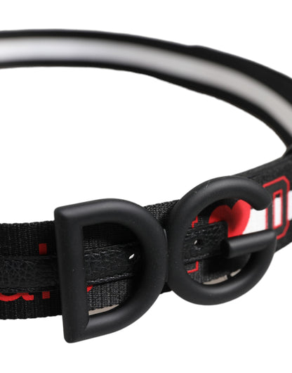 Ceinture Dolce &amp; Gabbana en polyester noir avec logo imprimé DG