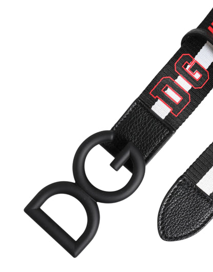 Ceinture Dolce &amp; Gabbana en polyester noir avec logo imprimé DG