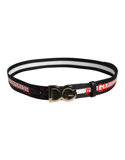 Ceinture en coton noir Dolce &amp; Gabbana avec boucle DG et logo imprimé