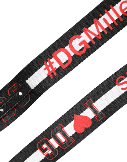 Ceinture en coton noir Dolce &amp; Gabbana avec boucle DG et logo imprimé
