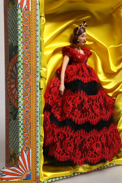 Dolce & Gabbana Red Dress Ceramic Porcelain Fashion Box Leather Sicily Dolls by Dolce & Gabbana