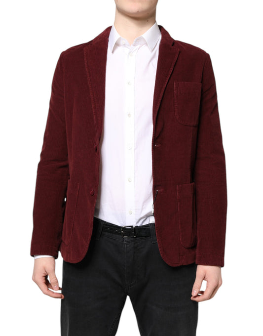 Veste blazer coupe classique en velours côtelé marron GF Ferre pour homme