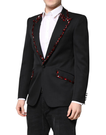 Blazer noir Dolce &amp; Gabbana orné de cristaux SICILIA