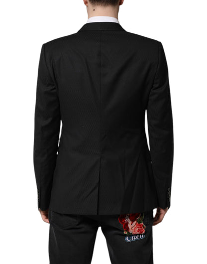 Blazer de costume simple boutonnage Dolce &amp; Gabbana noir doré