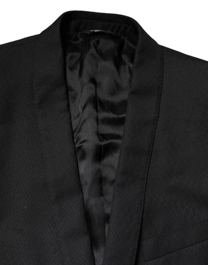 Blazer de costume simple boutonnage Dolce &amp; Gabbana noir doré