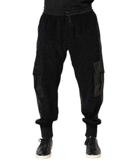Dolce & Gabbana Black Cotton Cargo Jogger Sweatpants Pants by Dolce & Gabbana