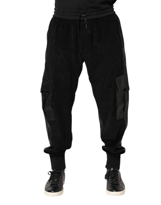 Dolce & Gabbana Black Cotton Cargo Jogger Sweatpants Pants by Dolce & Gabbana