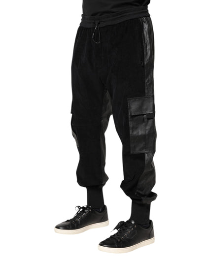 Dolce & Gabbana Black Cotton Cargo Jogger Sweatpants Pants by Dolce & Gabbana