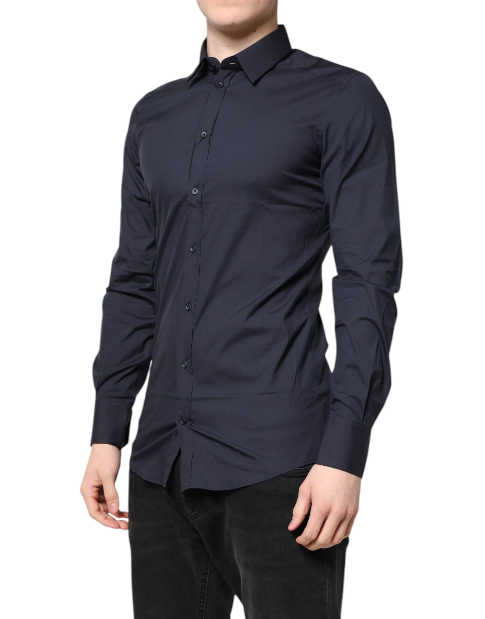 Dolce & Gabbana Dark Blue GOLD Cotton Dress Formal Shirt by Dolce & Gabbana