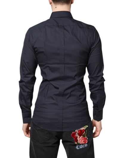 Dolce & Gabbana Dark Blue GOLD Cotton Dress Formal Shirt by Dolce & Gabbana