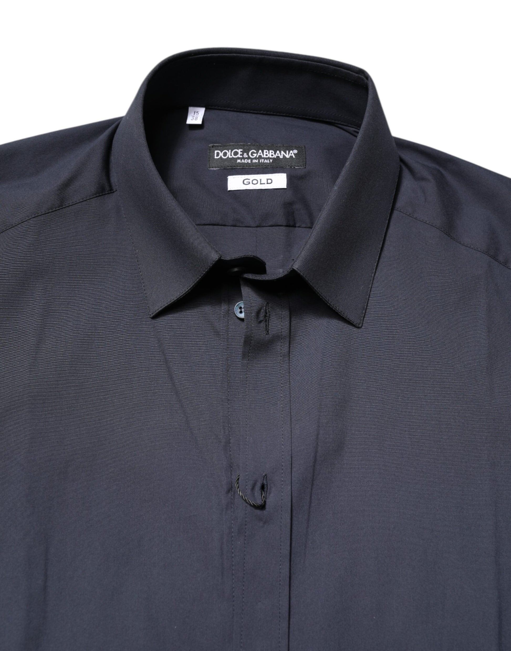Dolce & Gabbana Dark Blue GOLD Cotton Dress Formal Shirt by Dolce & Gabbana