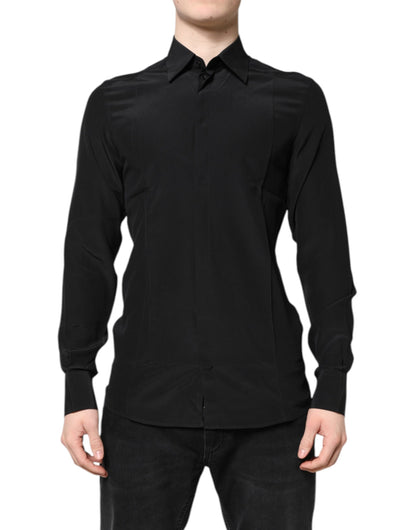 Dolce & Gabbana Black Silk GOLD Long Sleeves Dress Shirt by Dolce & Gabbana