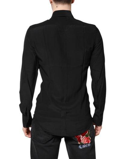 Dolce & Gabbana Black Silk GOLD Long Sleeves Dress Shirt by Dolce & Gabbana